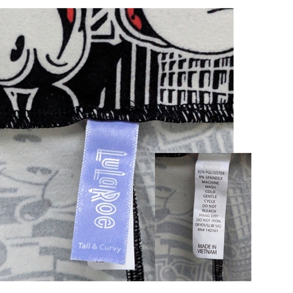 LuLaRoe Disney Mickey Mouse black & white Leggings tall and curvy - Picture 2 of 3